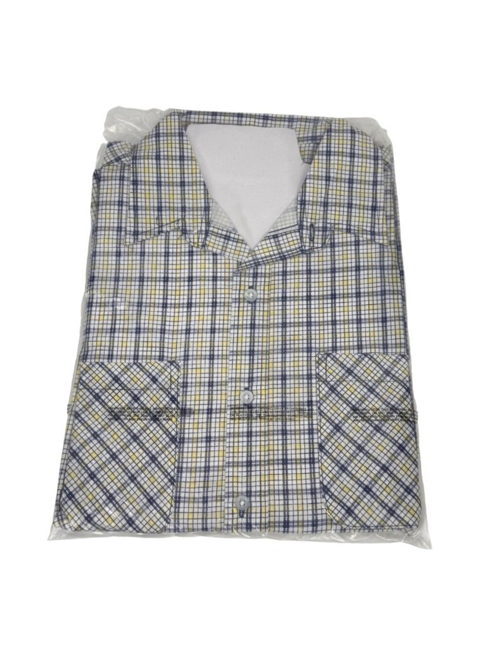 Haband Men's Blue Plaid Short-Sleeve Button-Down Shirt Size M NEW